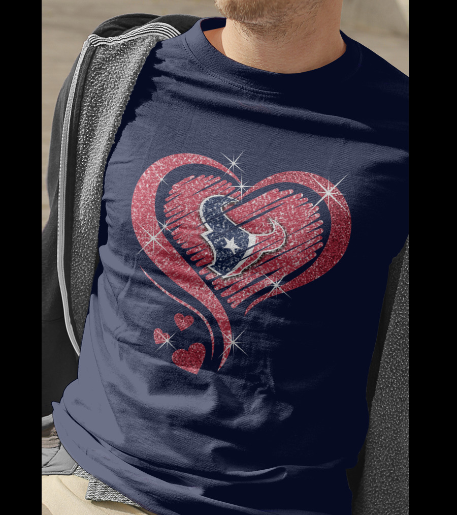 Heart Diamond Glitter Houston Texans T-Shirt
