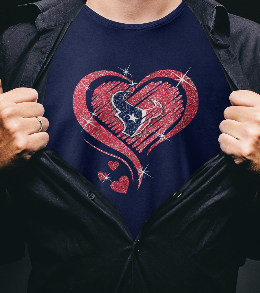Heart Diamond Glitter Houston Texans T-Shirt