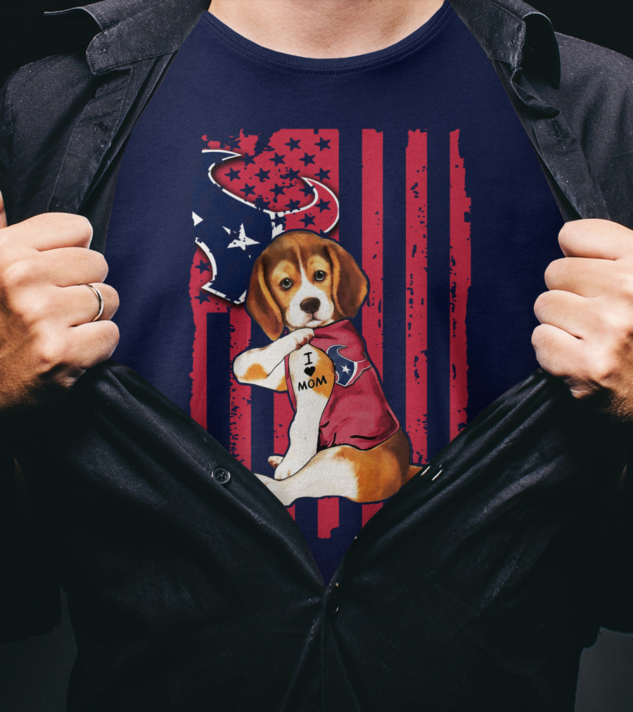 Houston Texans Beagle I Love Mom T-Shirt