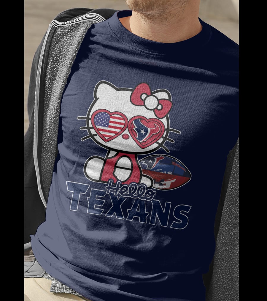 Hello Kitty Texans Football Heart USA Fan Love T-Shirt