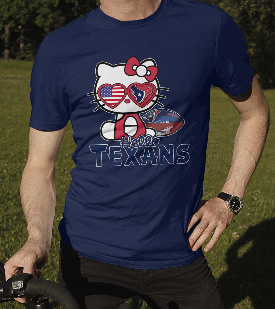Hello Kitty Texans Football Heart USA Fan Love T-Shirt
