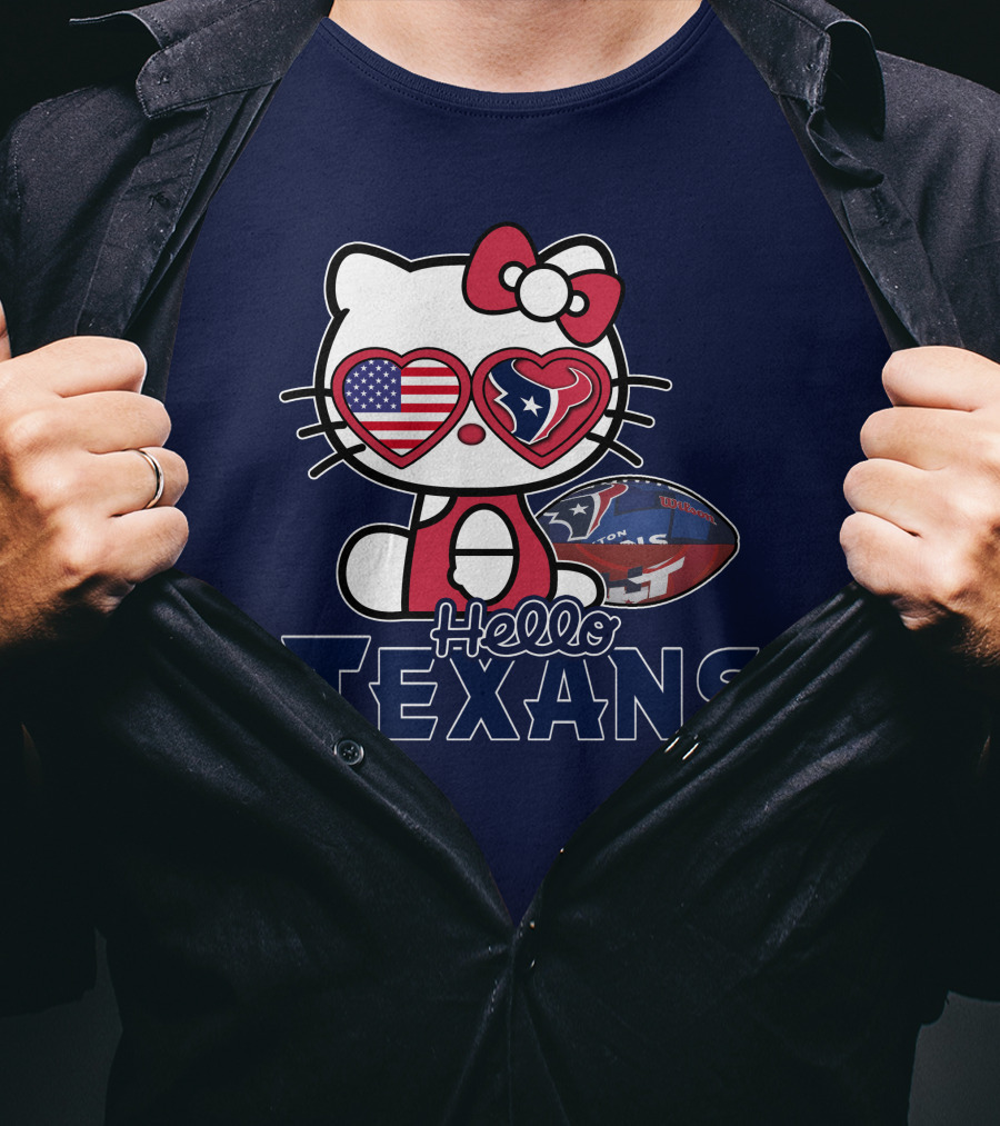 Hello Kitty Texans Football Heart USA Fan Love T-Shirt