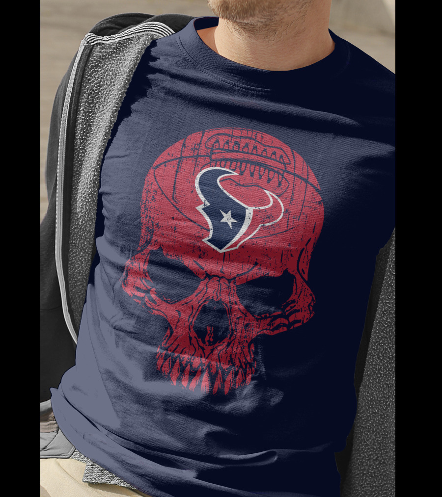 Houston Texans Skull Football Emblem 18 T-Shirt