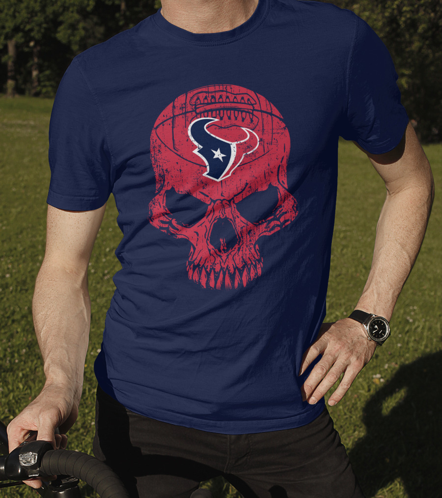 Houston Texans Skull Football Emblem 18 T-Shirt