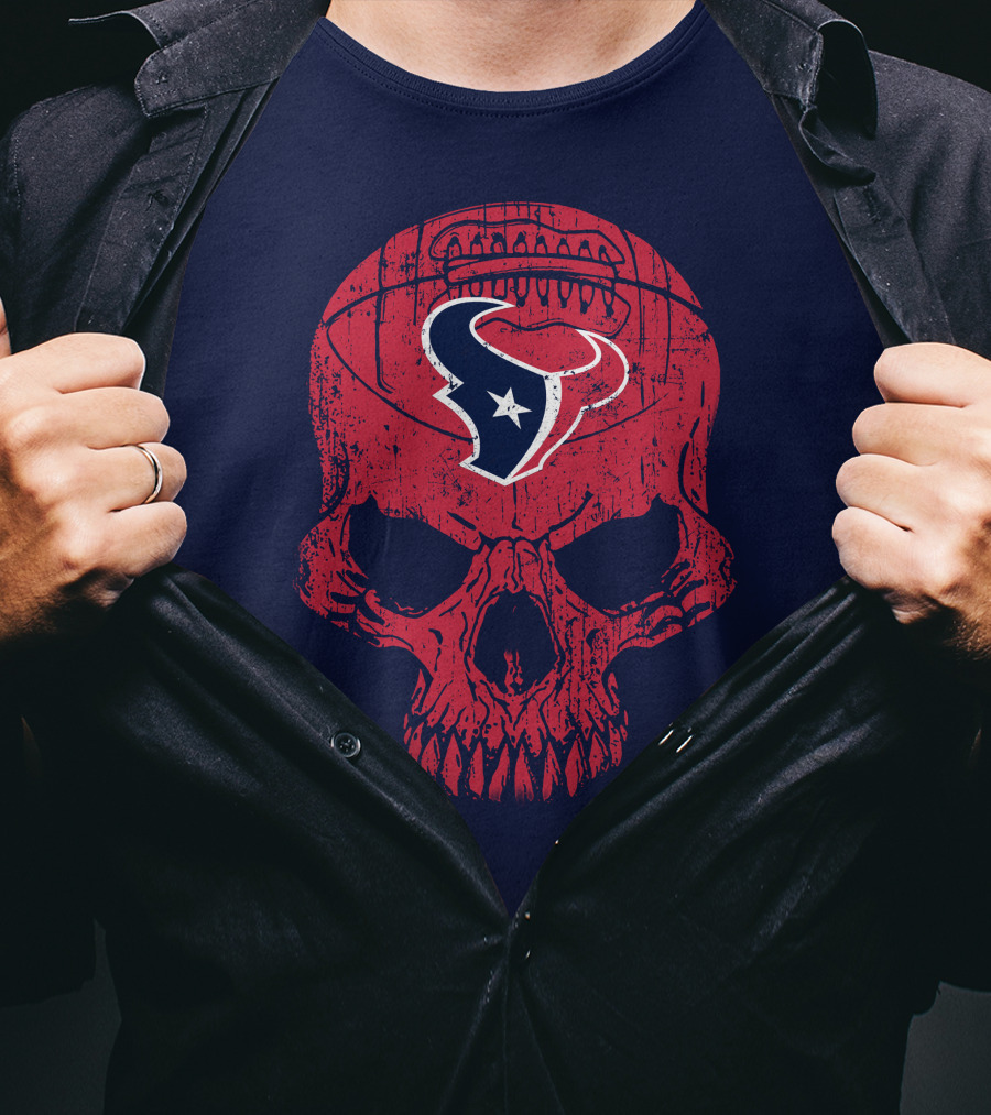 Houston Texans Skull Football Emblem 18 T-Shirt