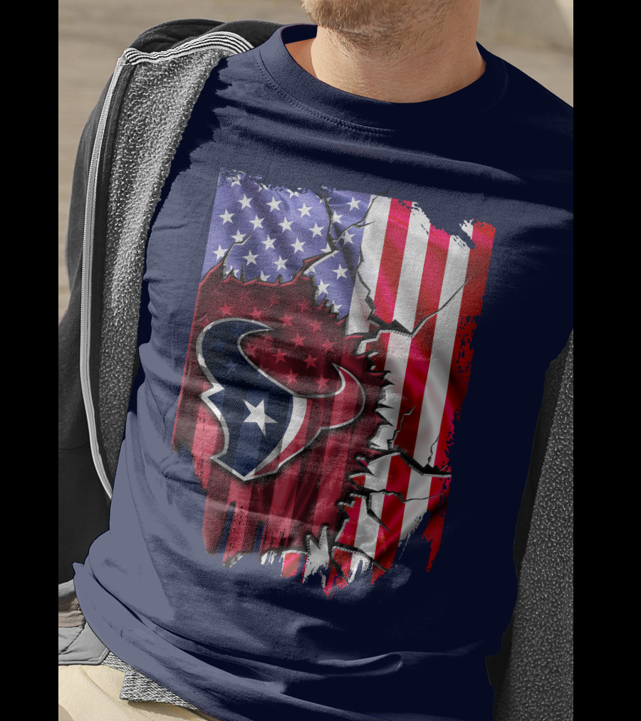 Flag Houston Texans American Flag Background T-Shirt