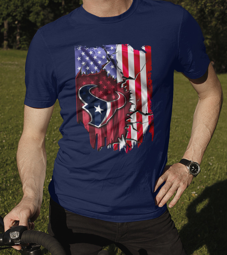 Flag Houston Texans American Flag Background T-Shirt