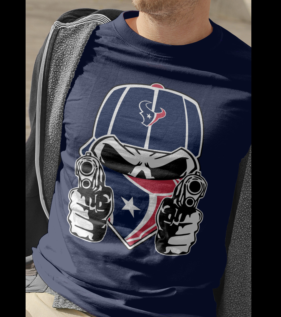 Houston Texans Skull Masked Gunslinger Fan Art T-Shirt