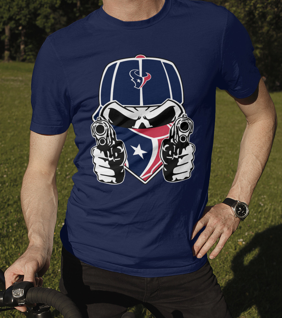 Houston Texans Skull Masked Gunslinger Fan Art T-Shirt