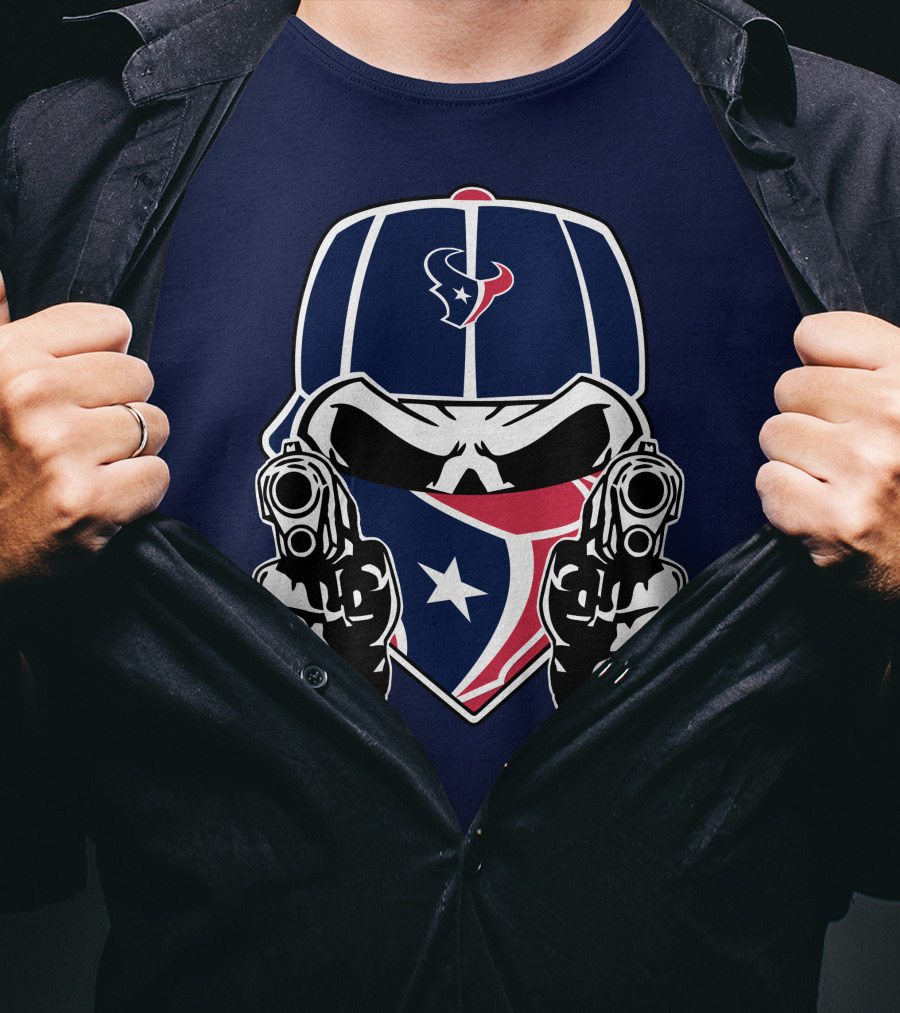 Houston Texans Skull Masked Gunslinger Fan Art T-Shirt
