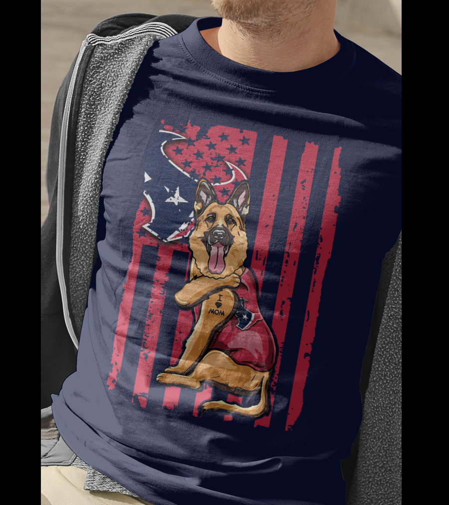 German Shepherd I Love Mom Houston Texans Flag T-Shirt