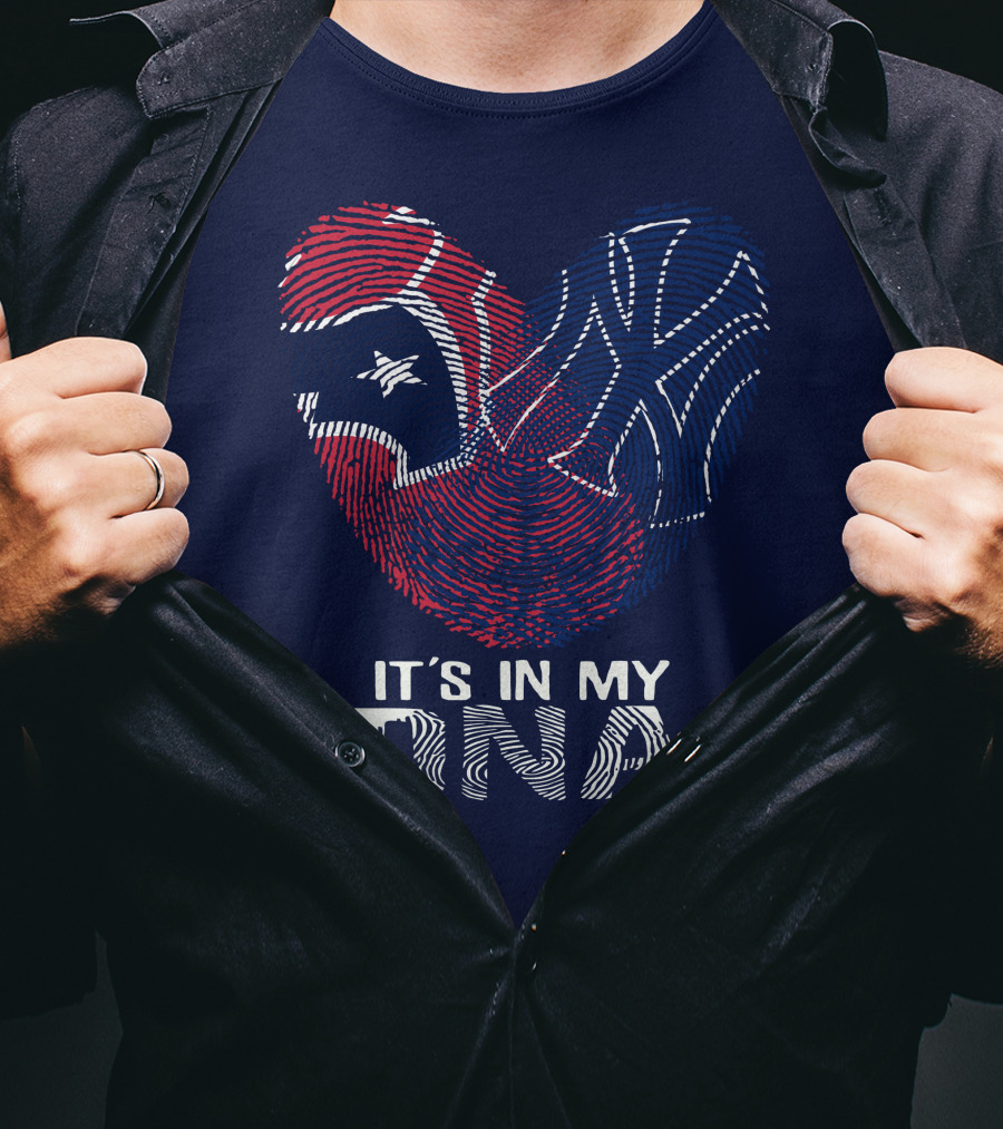 Houston Texans It's In My Dna Fingerprint Heart Yankees T-Shirt