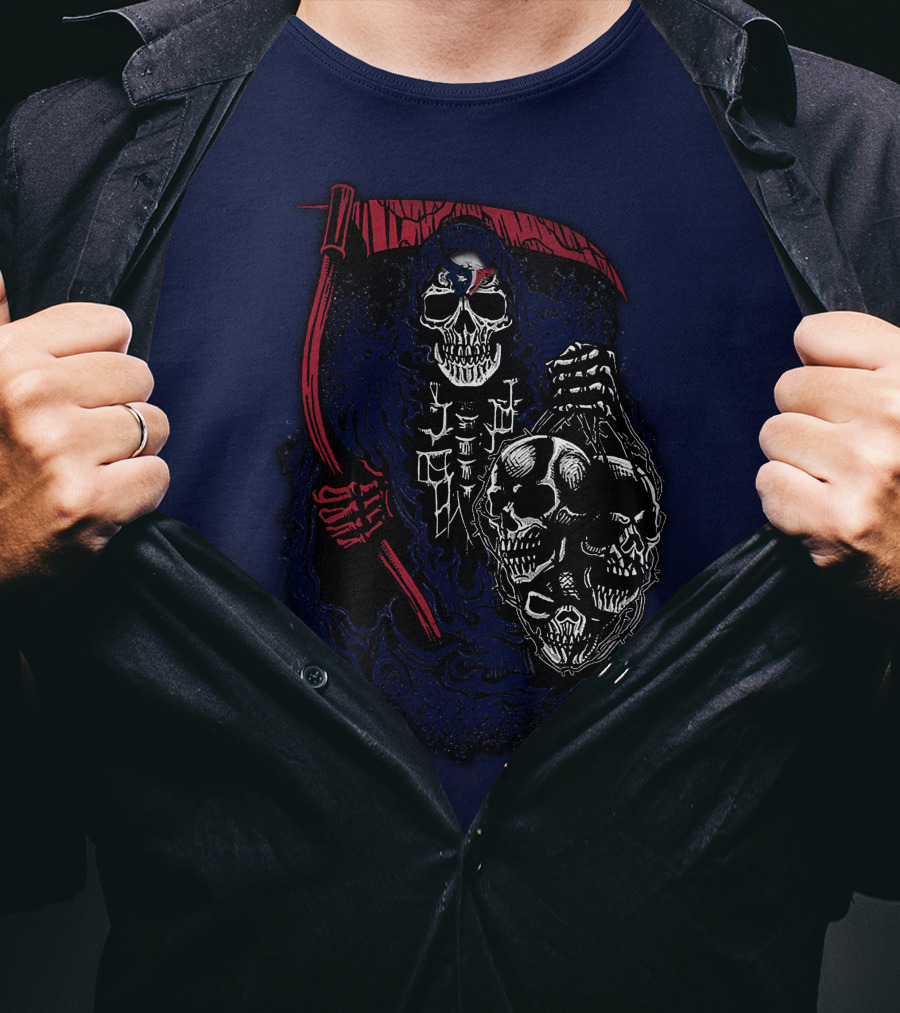 Houston Texans 07 Grim Reaper Skull Artwork T-Shirt