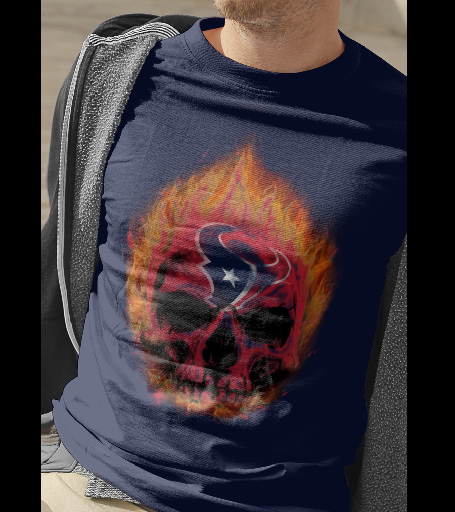 Houston Texans Flaming Skull T-Shirt