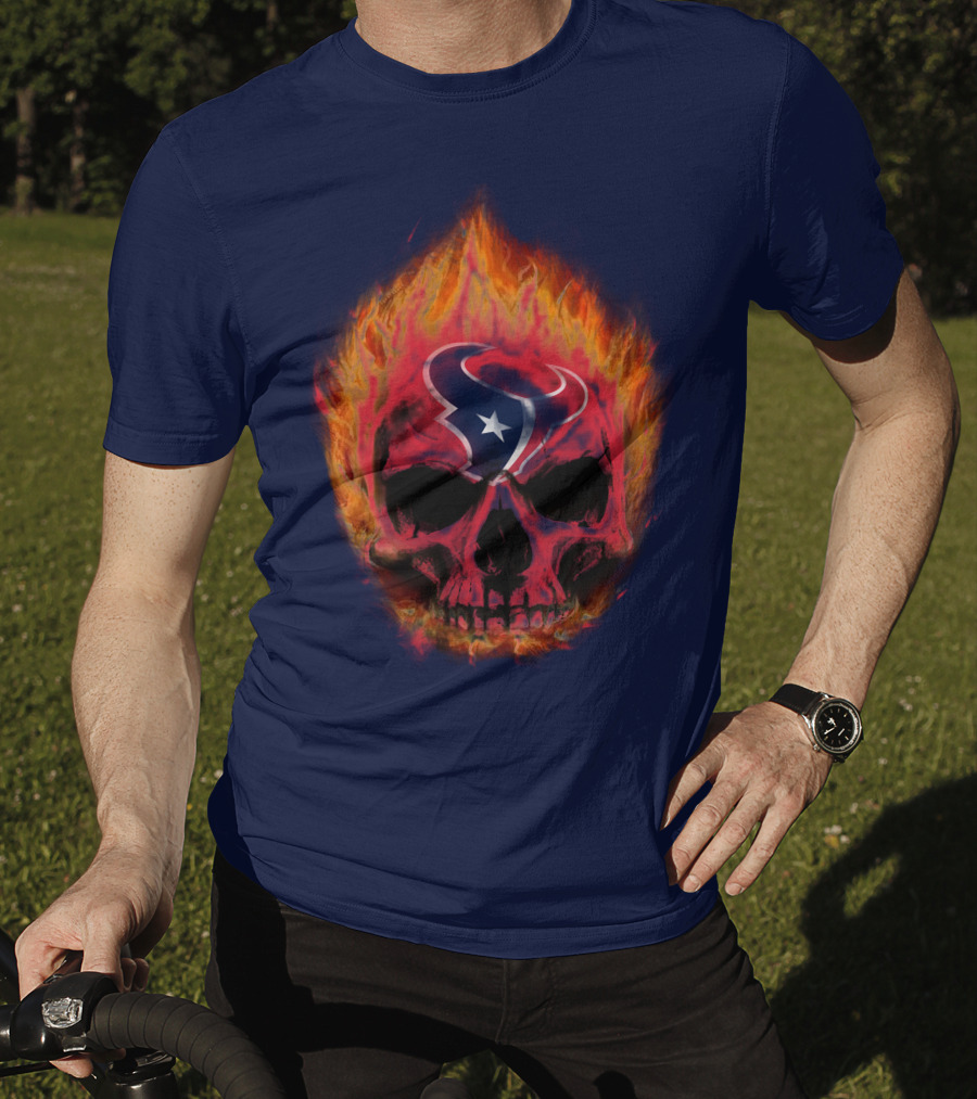Houston Texans Flaming Skull T-Shirt
