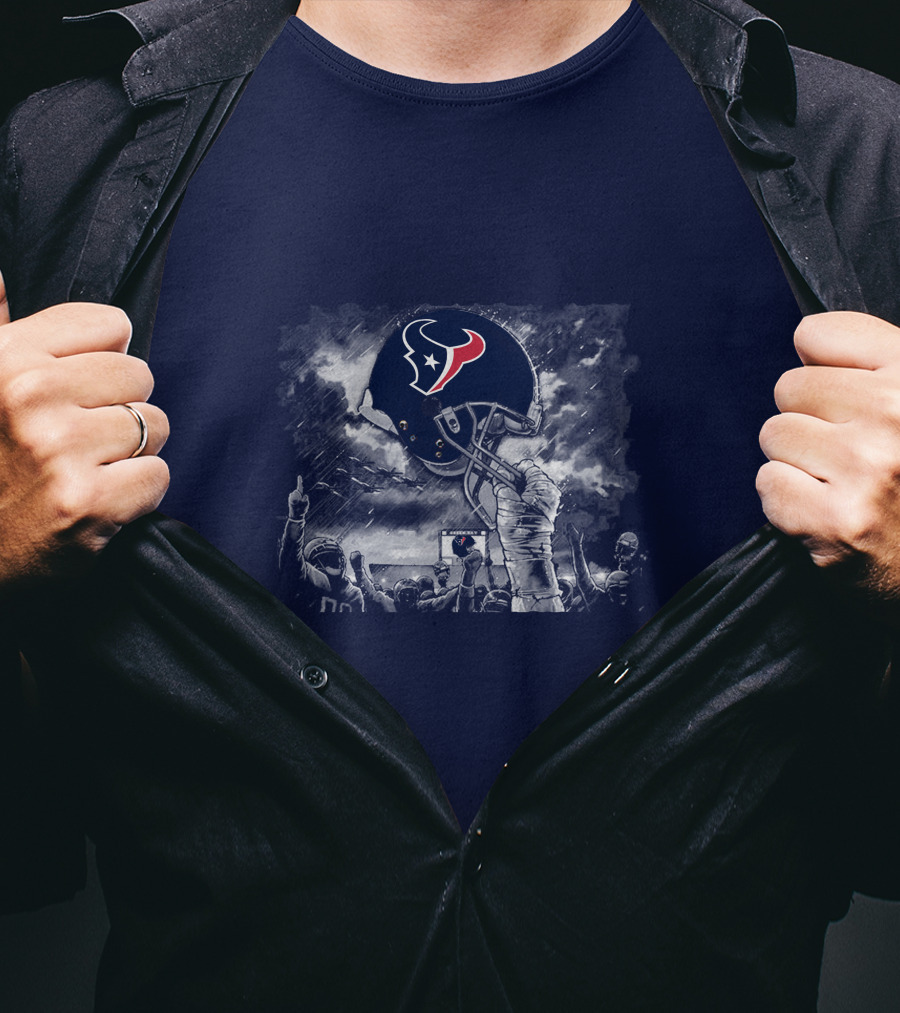 Houston Texans Helmet Victory Celebration Scene T-Shirt