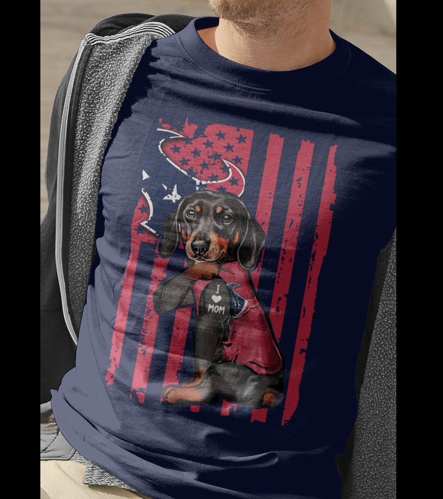 Dachshund I Love Mom Houston Texans T-Shirt