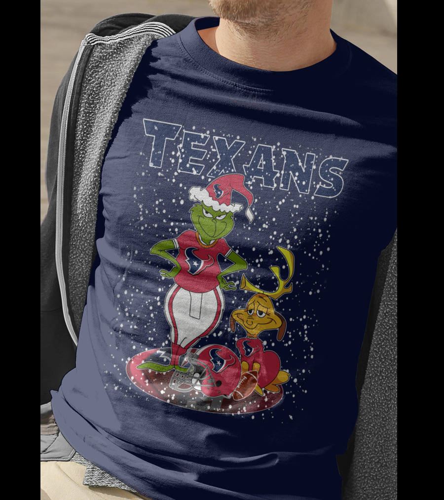 Grinch Christmas Houston Texans Holiday Football Collaboration T-Shirt