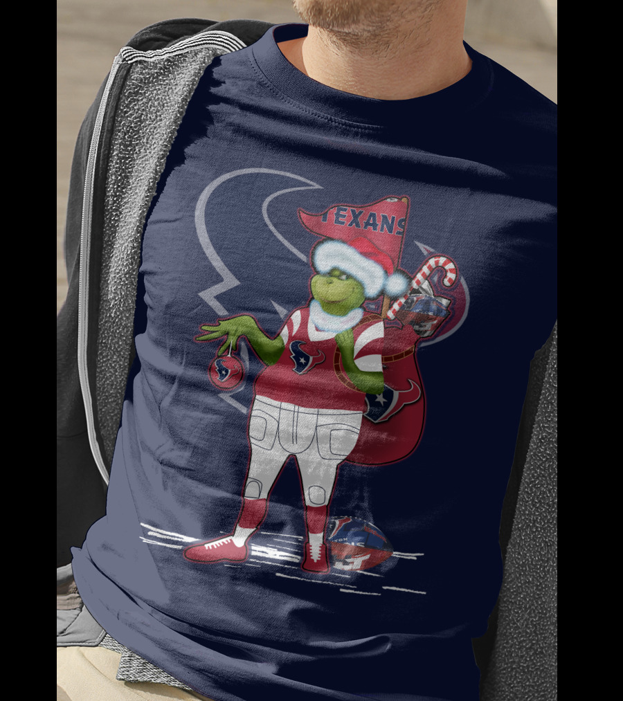 Grinchxmas Houston Texans Christmas Football Theme T-Shirt