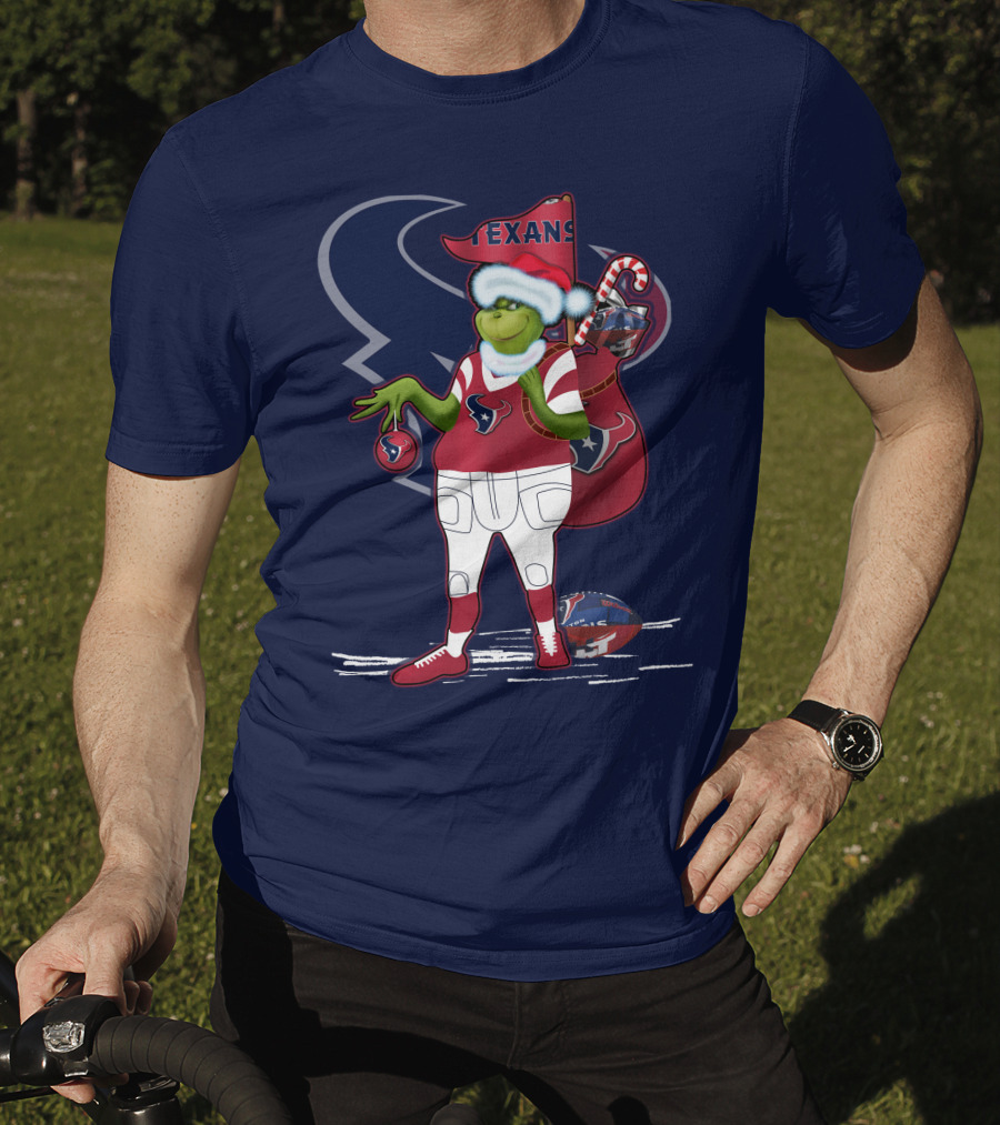 Grinchxmas Houston Texans Christmas Football Theme T-Shirt