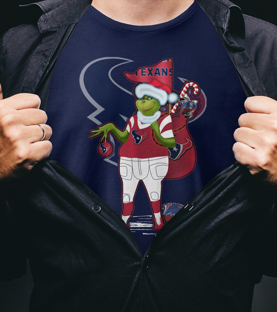 Grinchxmas Houston Texans Christmas Football Theme T-Shirt