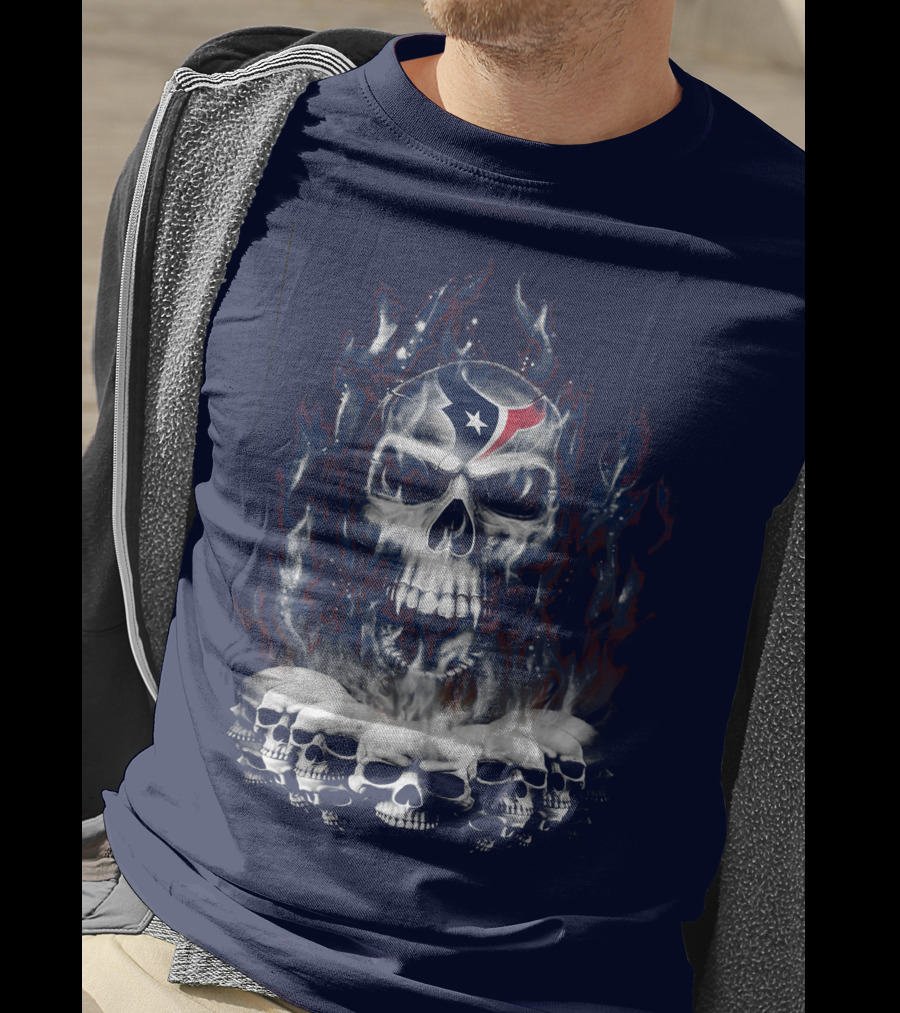 Houston Texans 28 Skull Flame T-Shirt