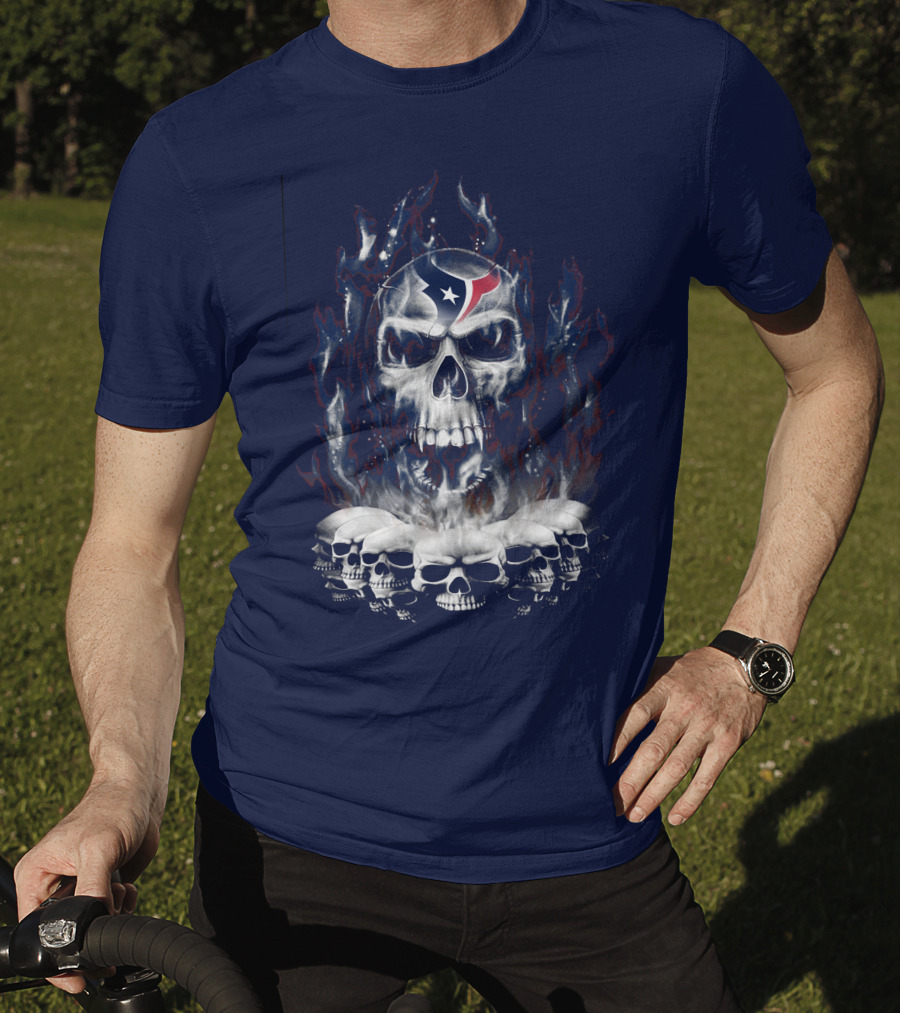 Houston Texans 28 Skull Flame T-Shirt