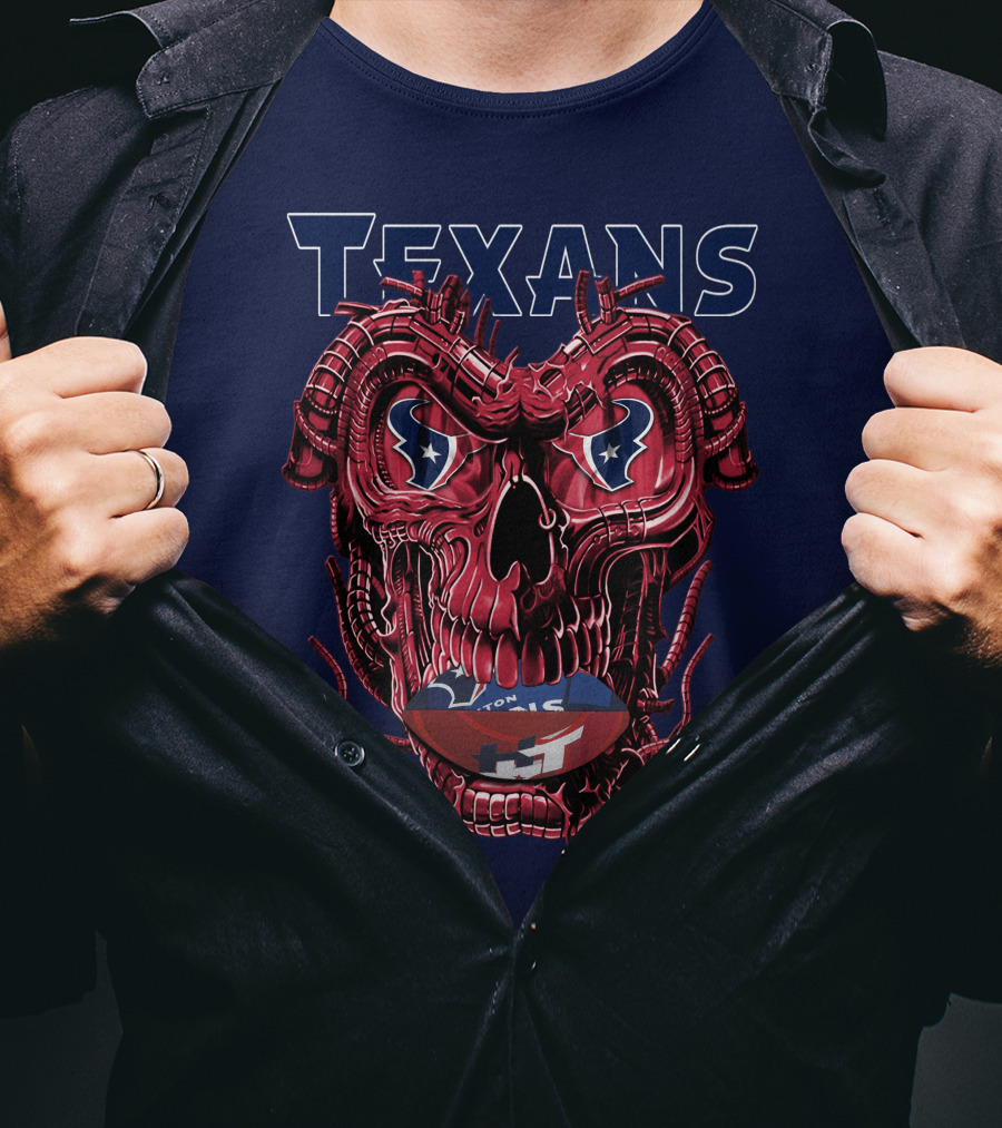 Texans Dragonskull Football Face T-Shirt