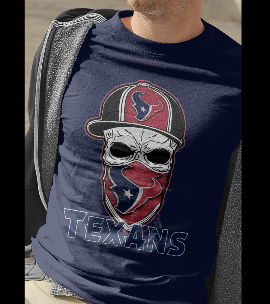 Houston Texans Skull Hat T-Shirt