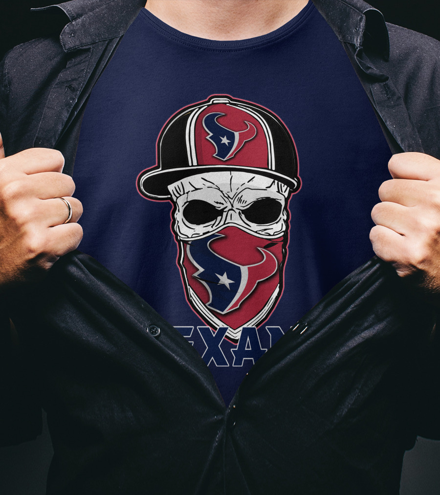 Houston Texans Skull Hat T-Shirt
