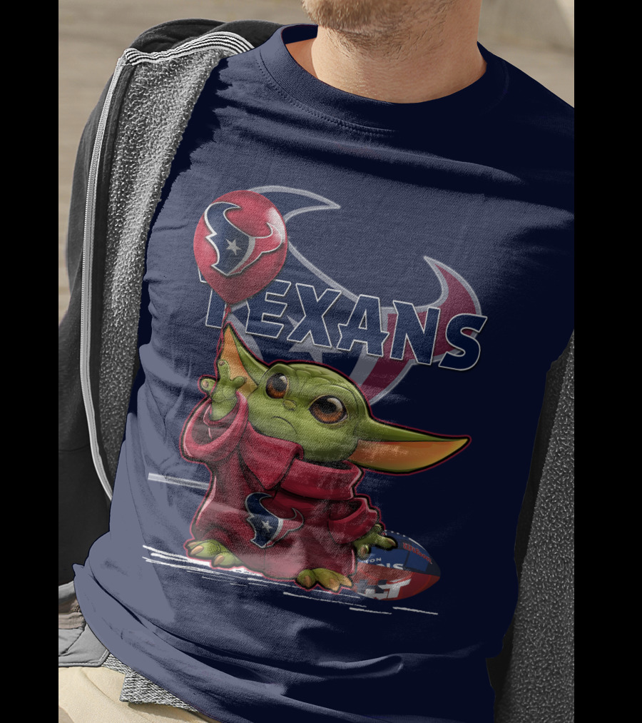 Yoda Texans Holding Balloon Football T-Shirt