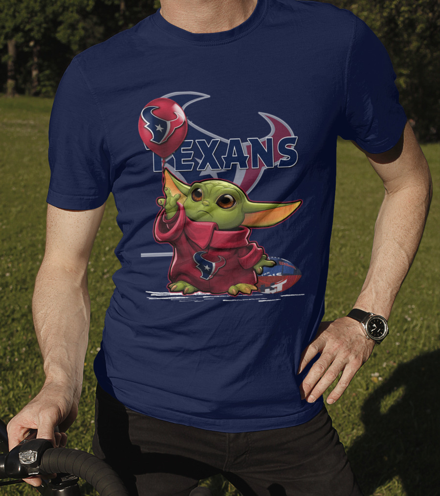 Yoda Texans Holding Balloon Football T-Shirt