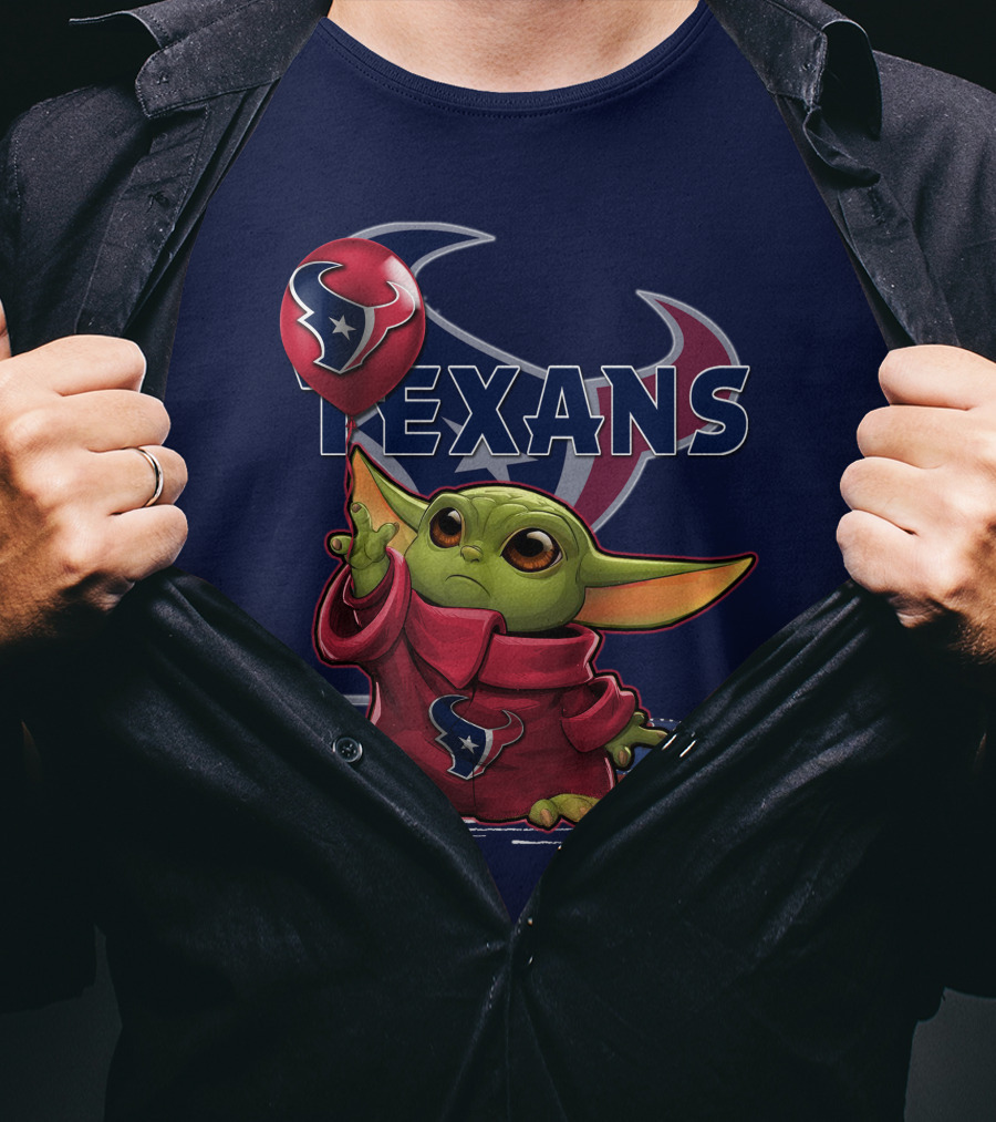Yoda Texans Holding Balloon Football T-Shirt