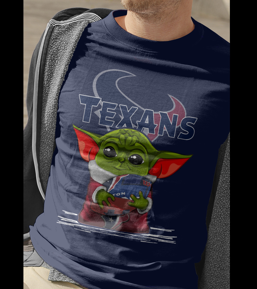 Texans Yoda Holding Football Houston NFL T-Shirt