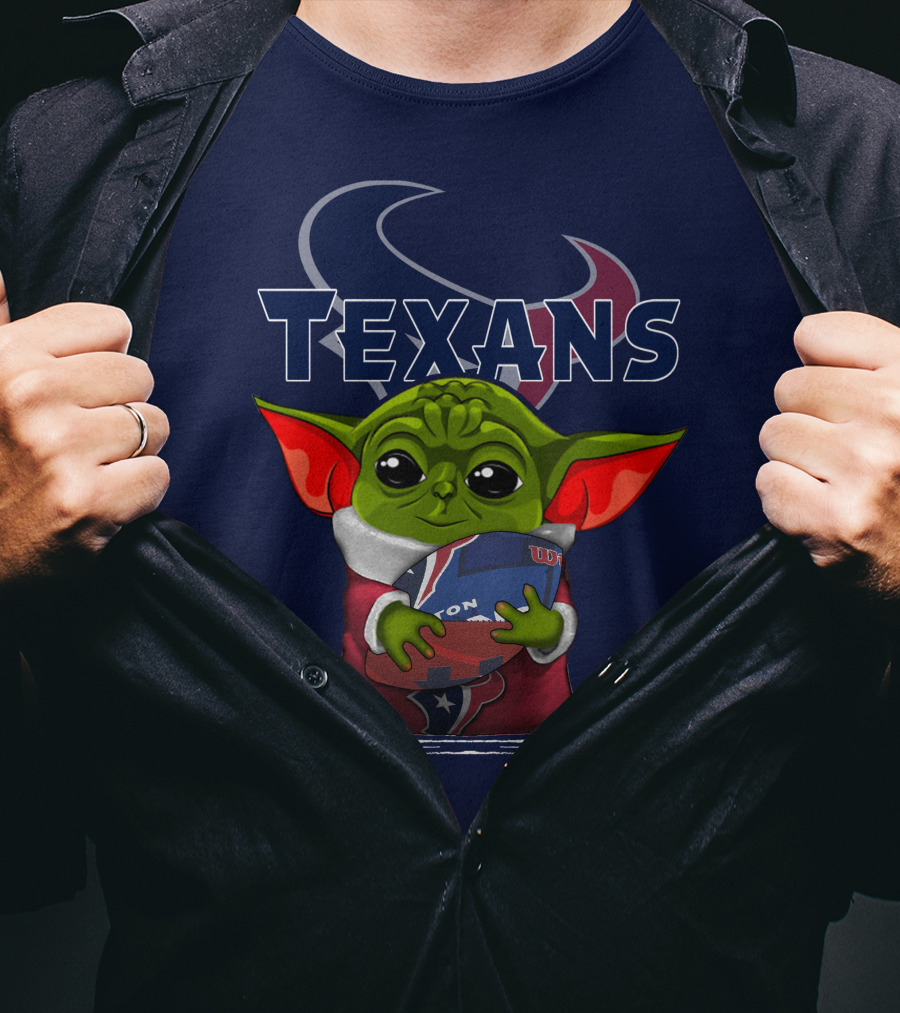 Texans Yoda Holding Football Houston NFL T-Shirt