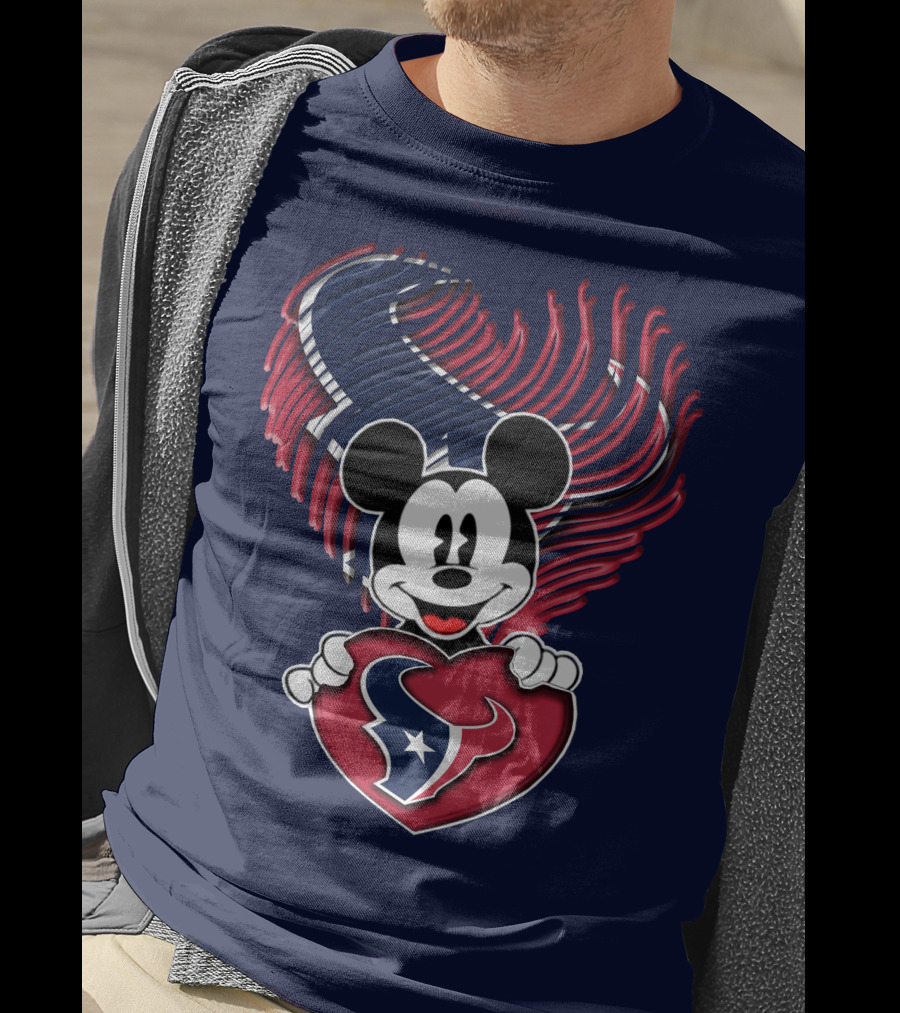 Mick Mouse Heart Houston Texans T-Shirt