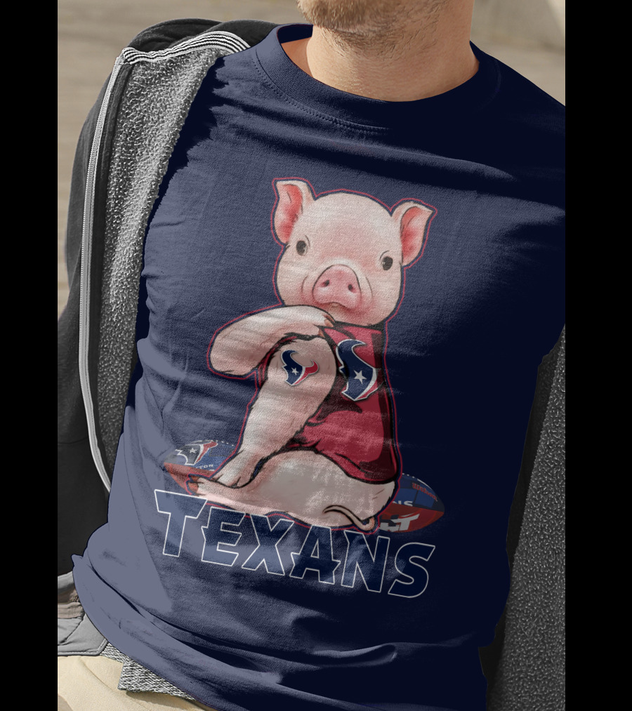 Texans Pig With Houston Logo Football T-Shirt