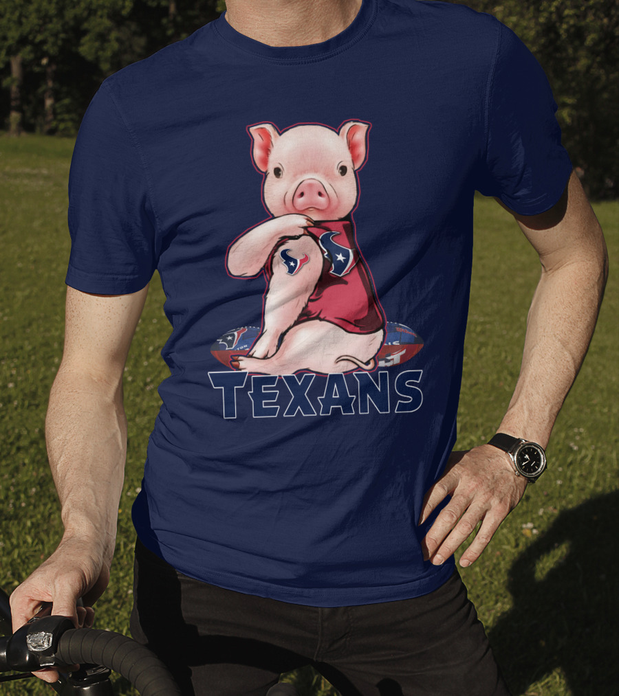 Texans Pig With Houston Logo Football T-Shirt