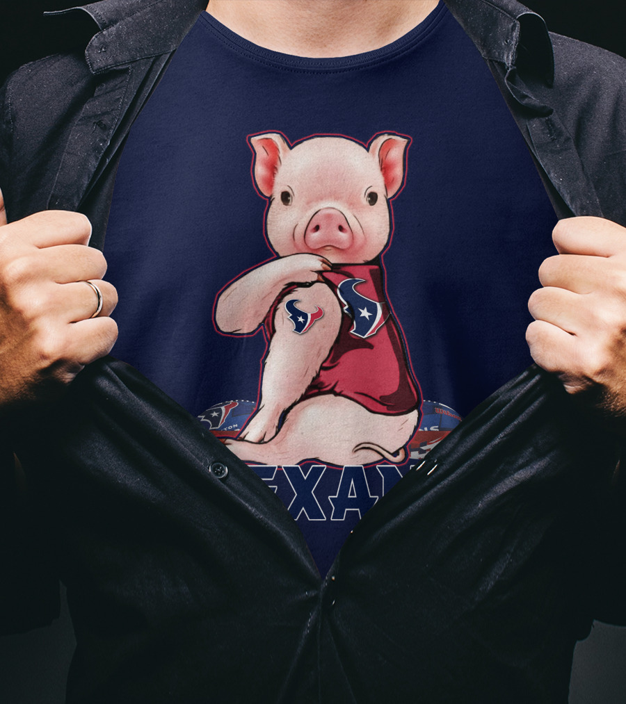 Texans Pig With Houston Logo Football T-Shirt