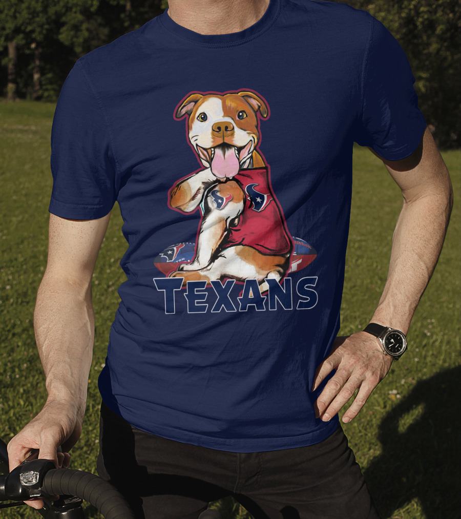 Pittbull Texans Football Icon With Houston Spirit T-Shirt