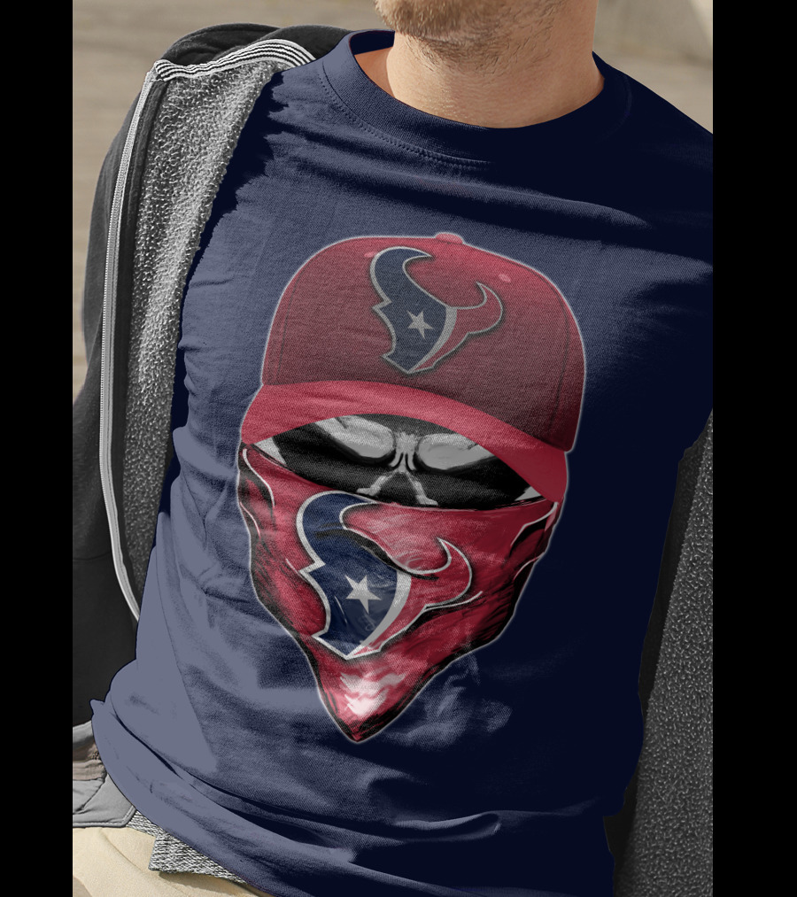Houston Texans Skull Mask Hat T-Shirt