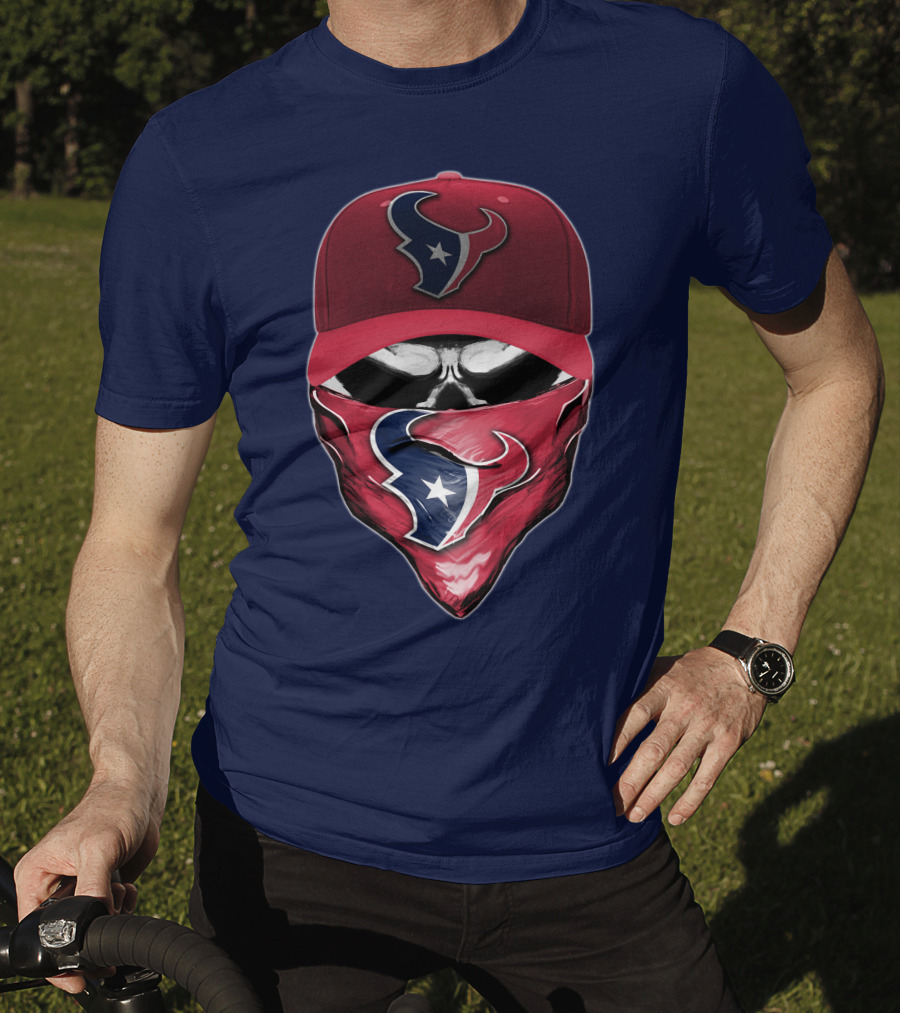 Houston Texans Skull Mask Hat T-Shirt