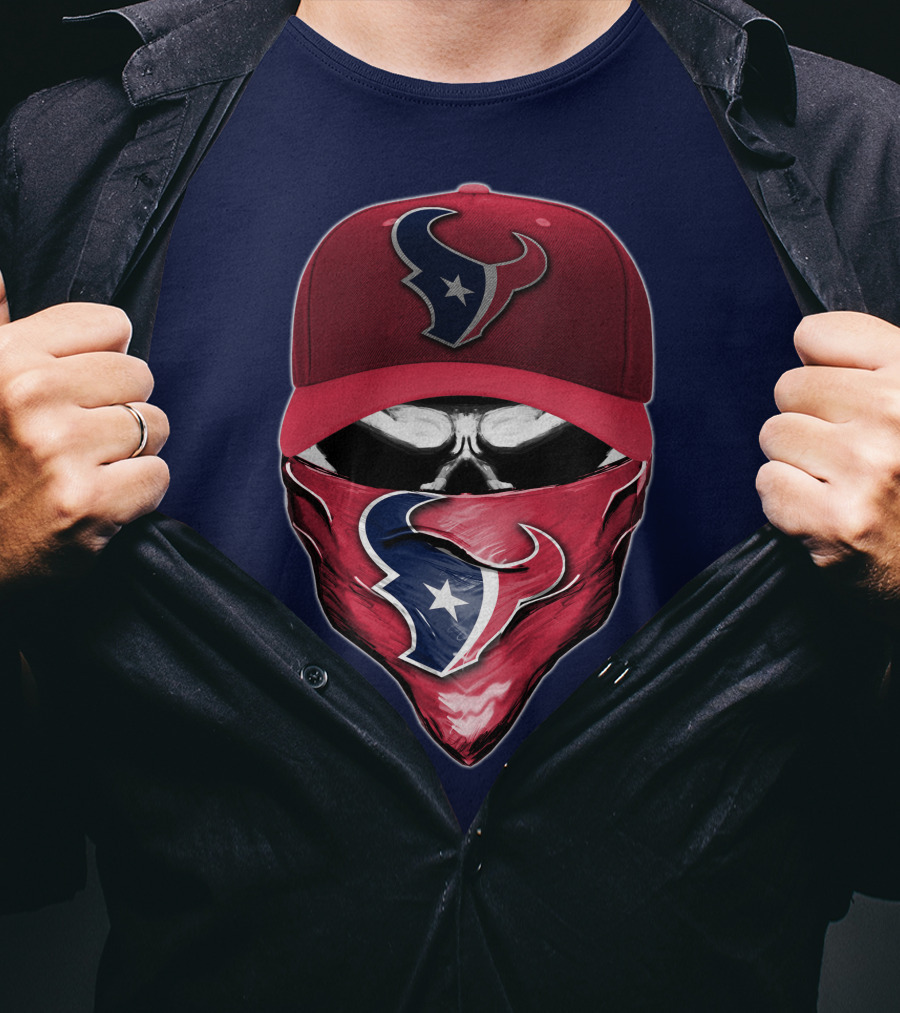 Houston Texans Skull Mask Hat T-Shirt