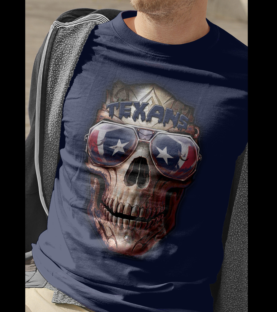 Texans Skull With Star Sunglasses T-Shirt
