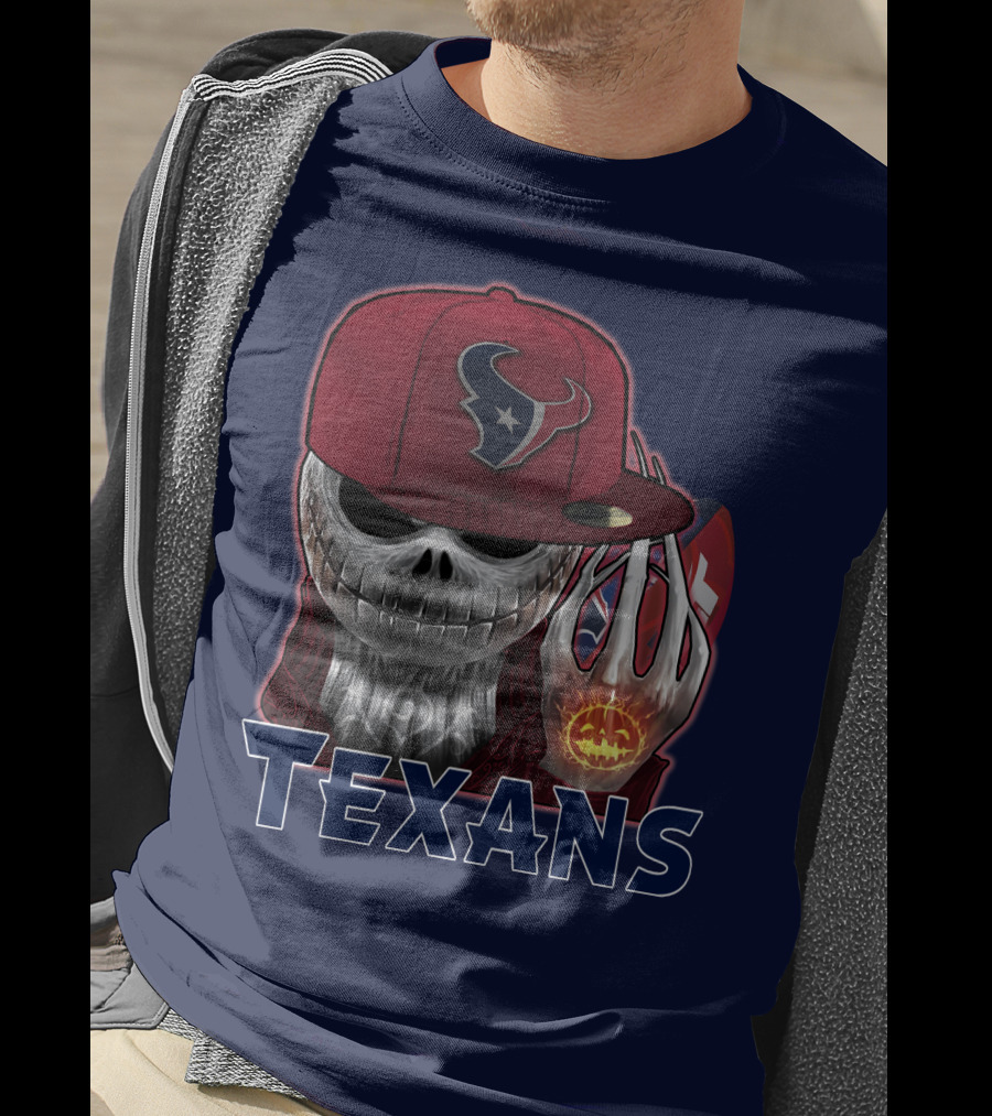 Jackskull Texans Football Halloween Pumpkin T-Shirt
