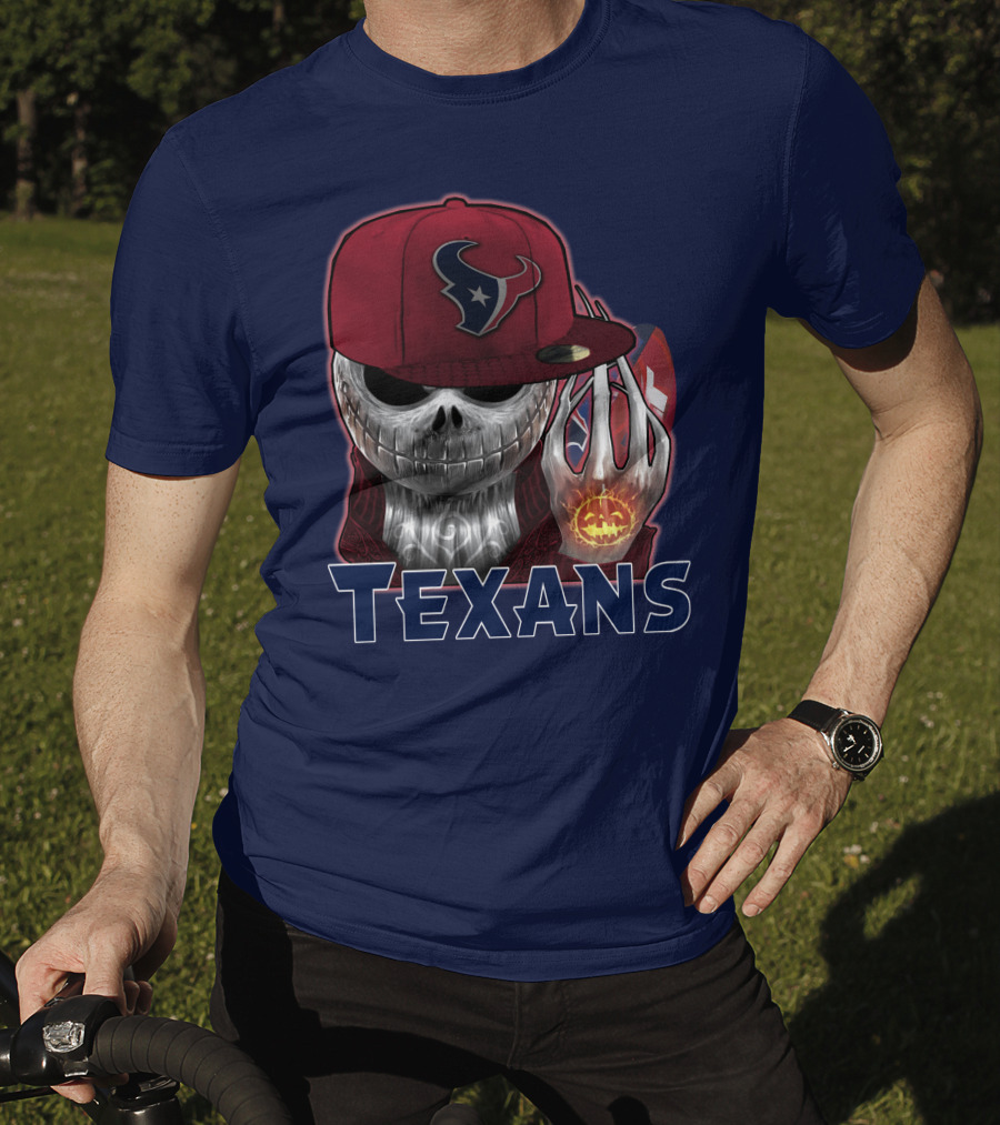 Jackskull Texans Football Halloween Pumpkin T-Shirt