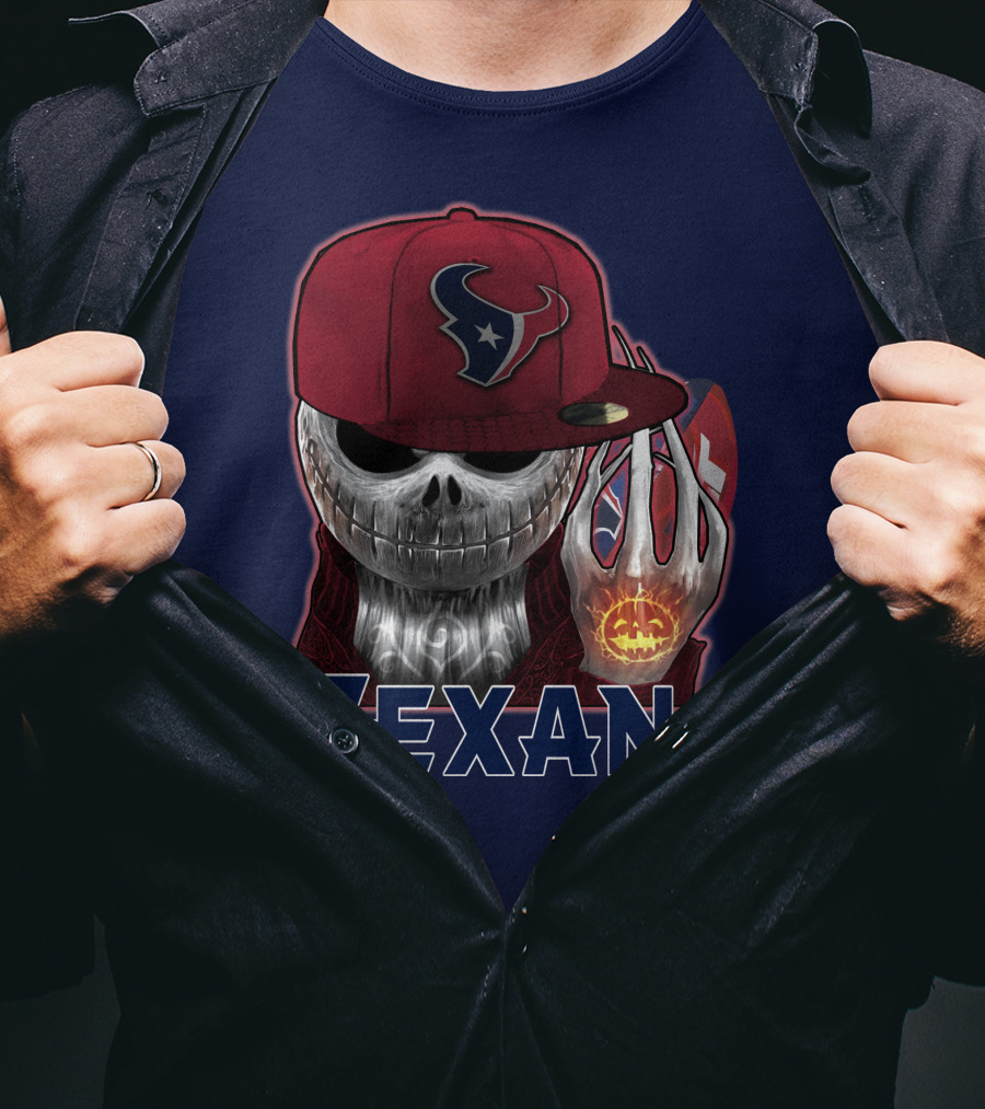 Jackskull Texans Football Halloween Pumpkin T-Shirt