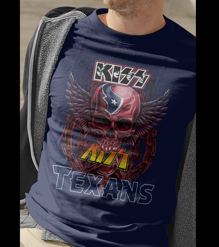KISS Houston Texans Skull Wings T-Shirt