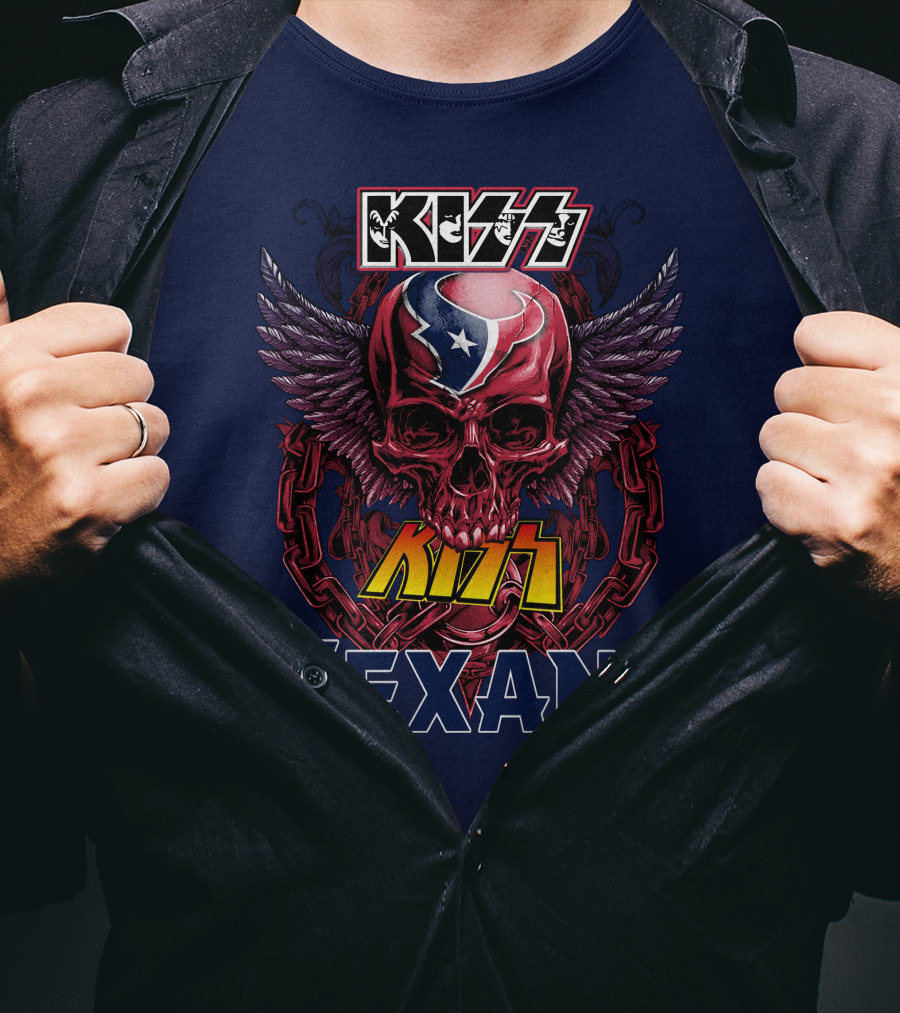 KISS Houston Texans Skull Wings T-Shirt