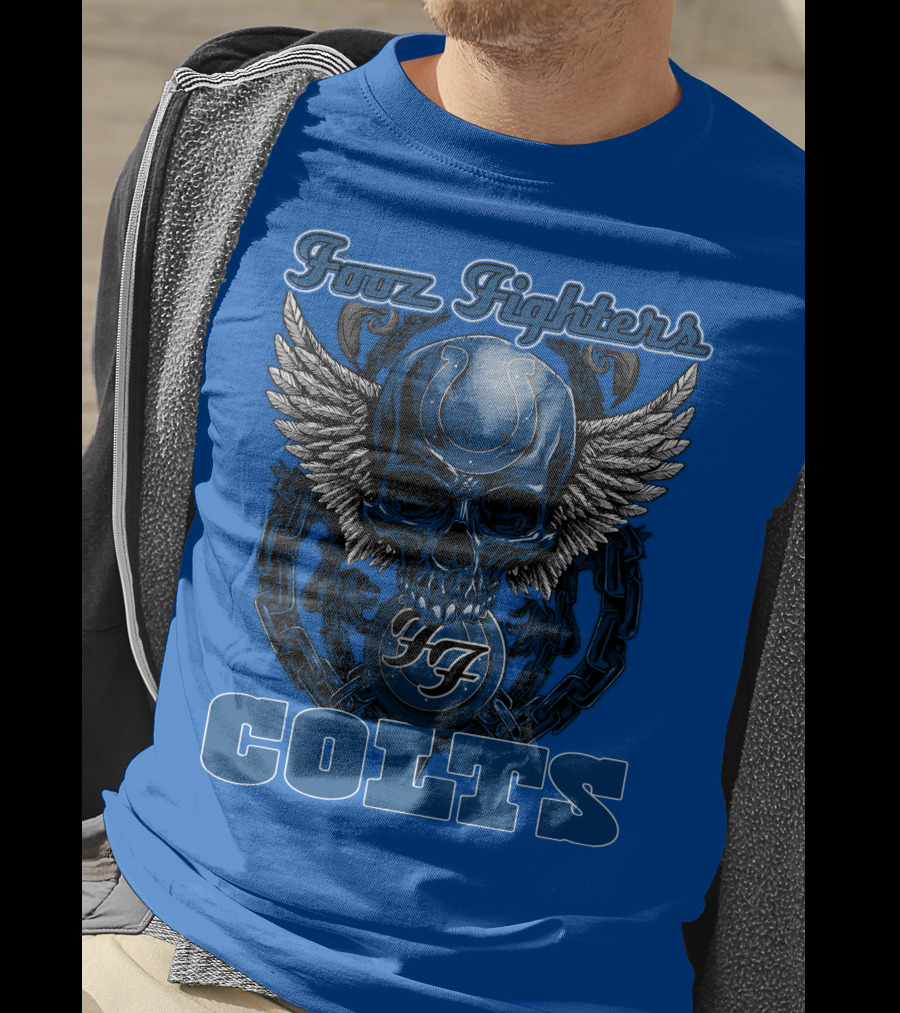 Foo Fighters Indianapolis Colts Wings Skull T-Shirt